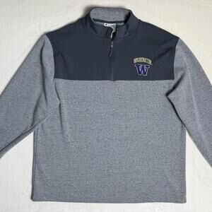 Champion Authentic Washington Huskies Quarter Zip Gray Pullover Men Size XL